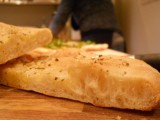 Foccaccia showing light, airy crumb