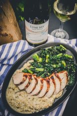 Woodfired Pork with a Creamy Mushroom Sauce