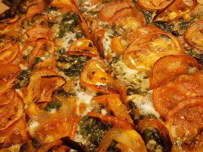 Wholemeal Sicilian Pizza with Pesto and Spinach