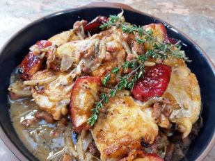 Wood Fired Chicken with Cider & Bacon